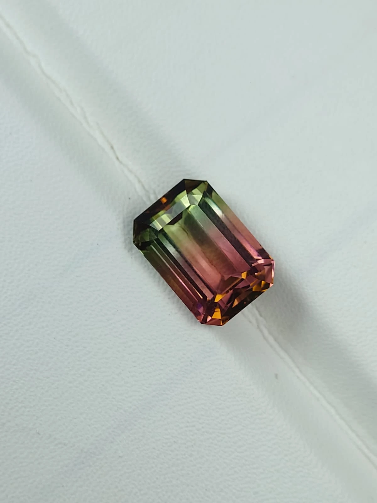 15.74ct Natural Stunning Bicolor Tourmaline Emerald Cut Loose Gemstone from Afghanistan — view 1